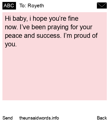 unsent message to Royeth