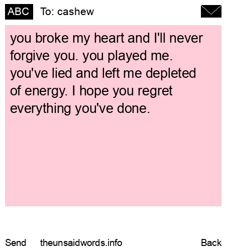unsent message to cashew