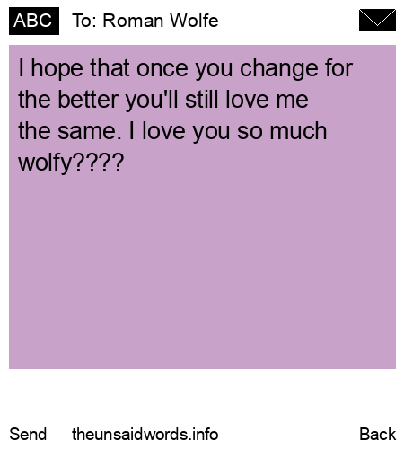 unsent message to Roman Wolfe
