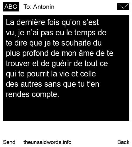unsent message to Antonin