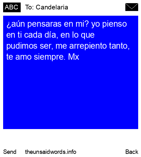 unsent message to Candelaria