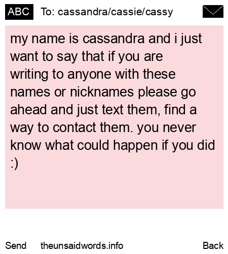 unsent message to cassandra/cassie/cassy