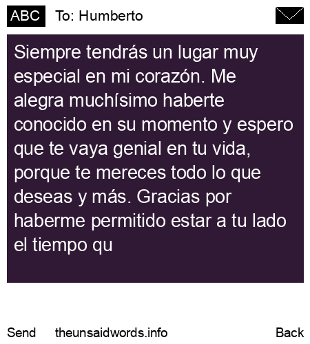 unsent message to Humberto