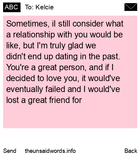 unsent message to Kelcie
