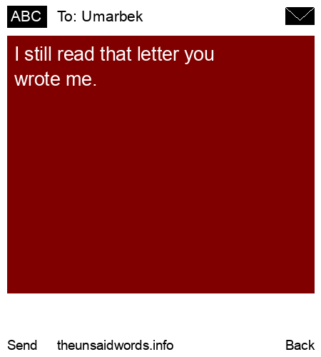 unsent message to Umarbek 