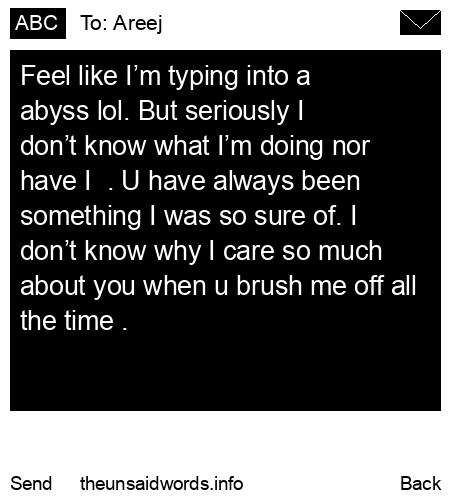 unsent message to Areej