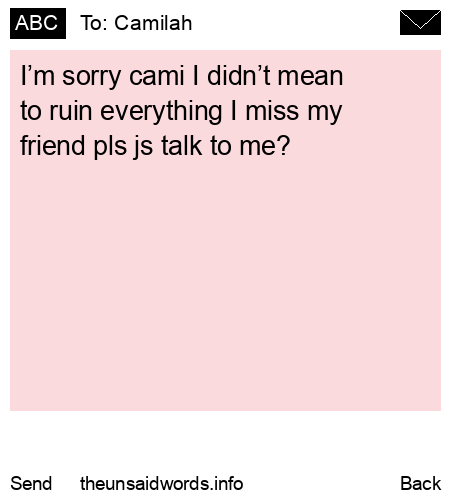 unsent message to Camilah