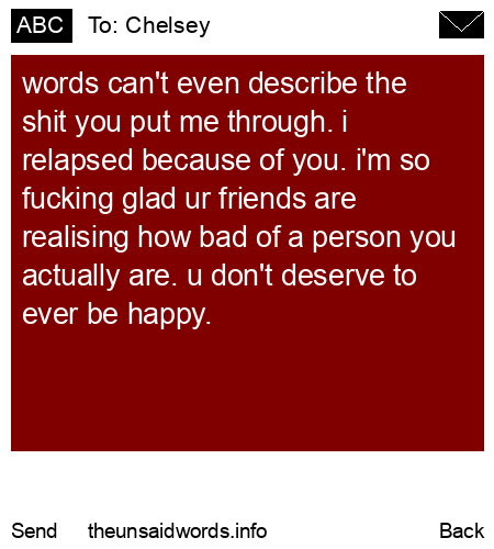unsent message to Chelsey