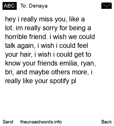unsent message to Denaya