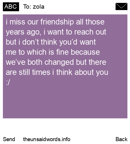 unsent message to zola