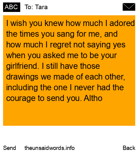 unsent message to Tara