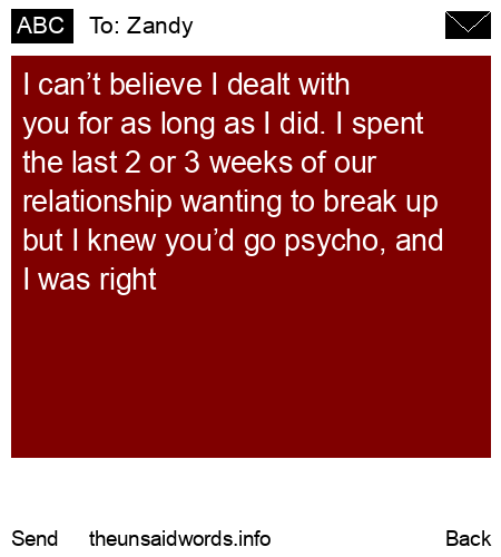 unsent message to Zandy