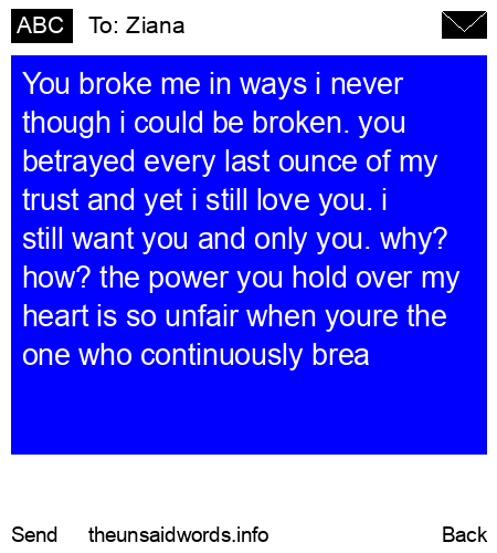 unsent message to Ziana