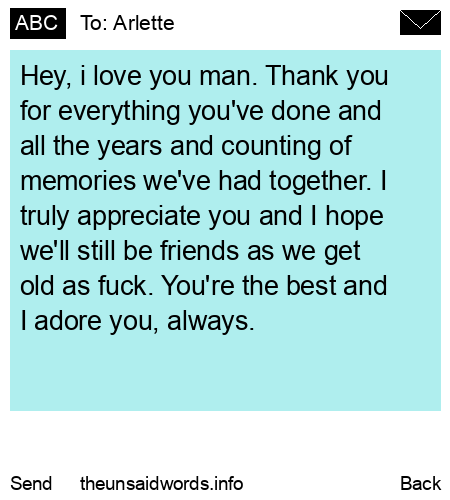 unsent message to Arlette