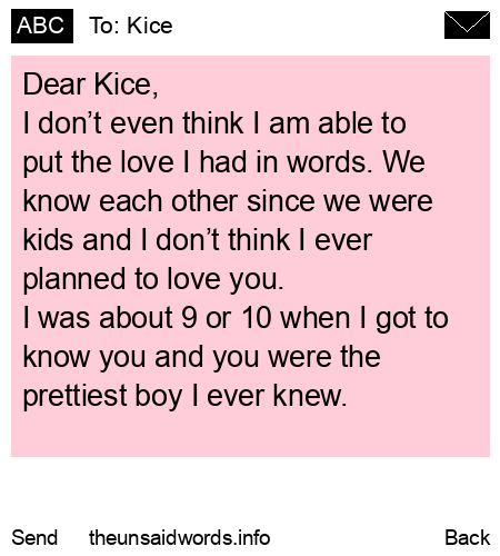 unsent message to Kice