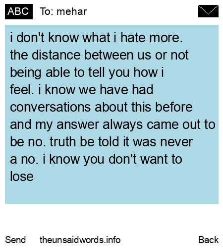 unsent message to mehar