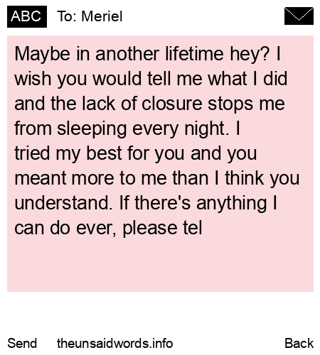 unsent message to Meriel