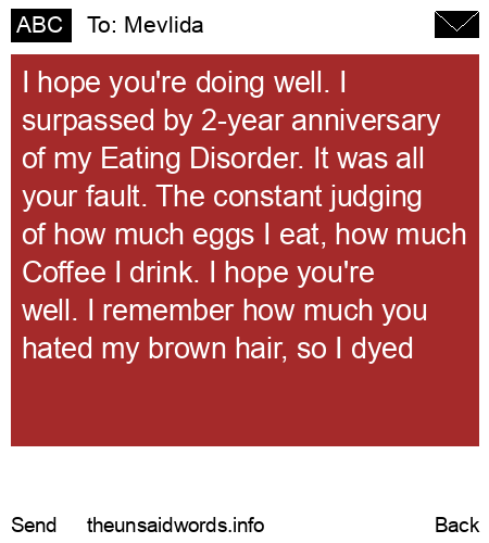 unsent message to Mevlida