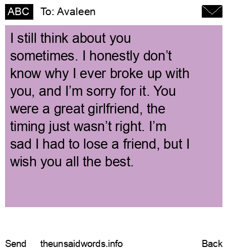 unsent message to Avaleen