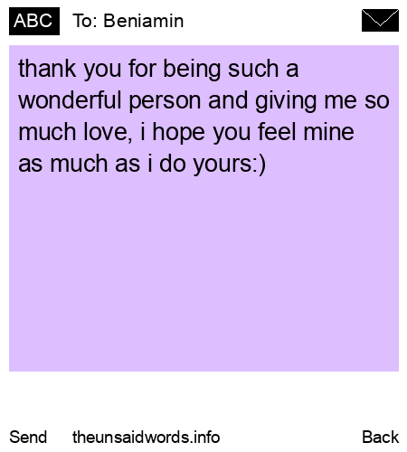 unsent message to Beniamin