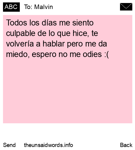 unsent message to Malvin