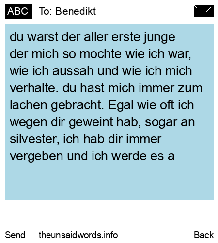 unsent message to Benedikt