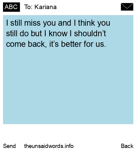 unsent message to Kariana