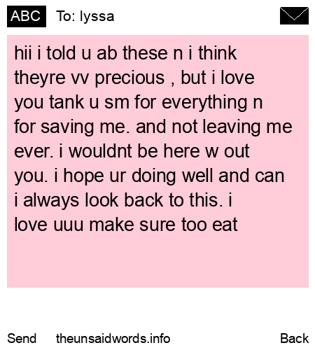 unsent message to lyssa