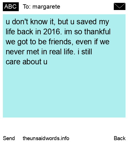 unsent message to margarete