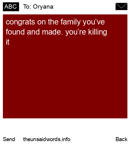 unsent message to Oryana