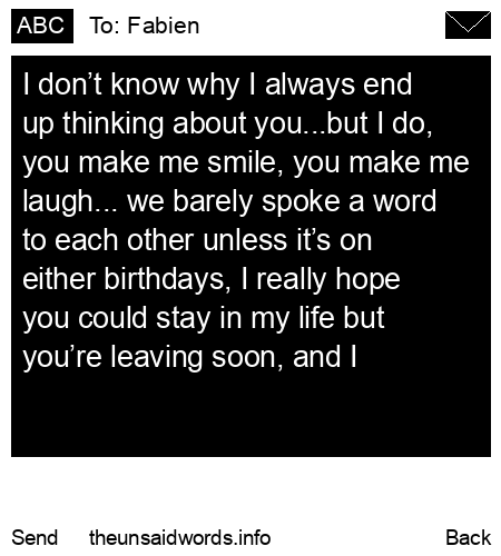 unsent message to Fabien