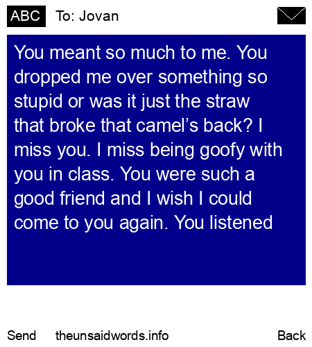 unsent message to Jovan