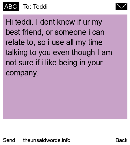 unsent message to Teddi