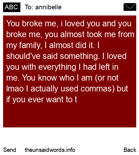 unsent message to annibelle