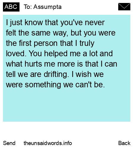 unsent message to Assumpta