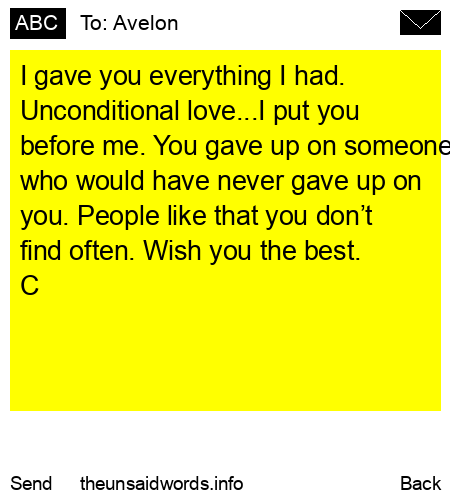 unsent message to Avelon
