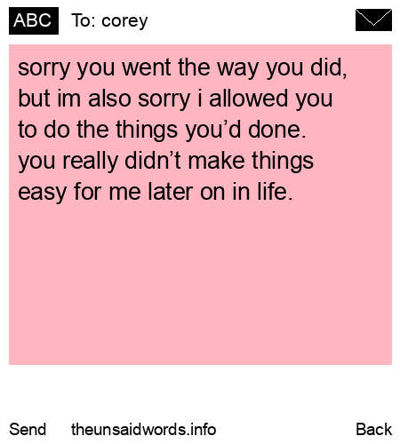 unsent message to corey
