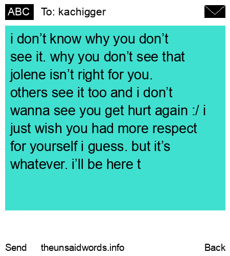 unsent message to kachigger
