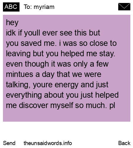 unsent message to myriam