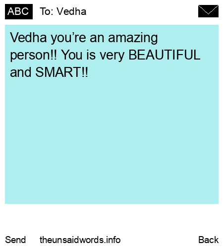 unsent message to Vedha 