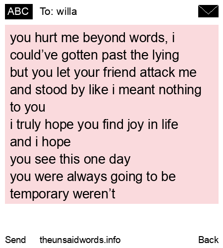 unsent message to willa
