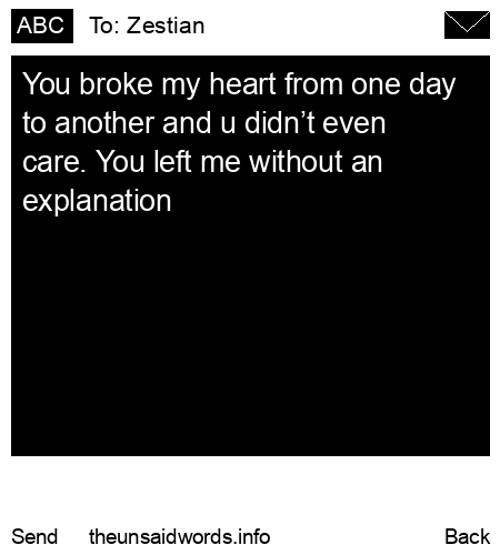 unsent message to Zestian