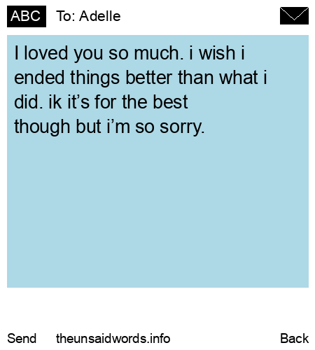 unsent message to Adelle