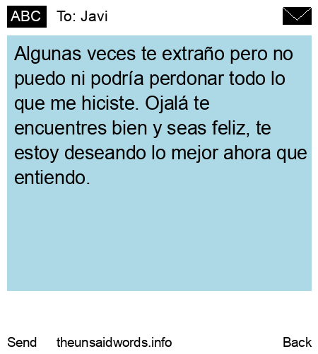 unsent message to Javi