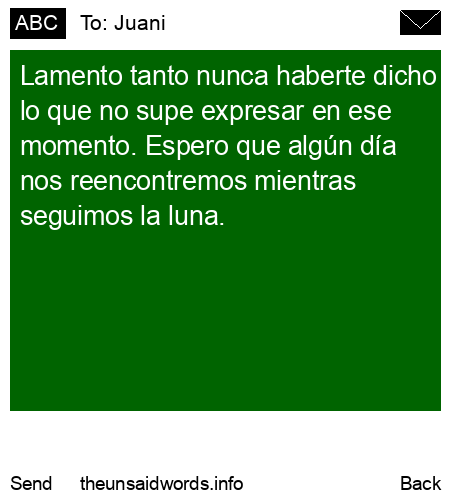 unsent message to Juani