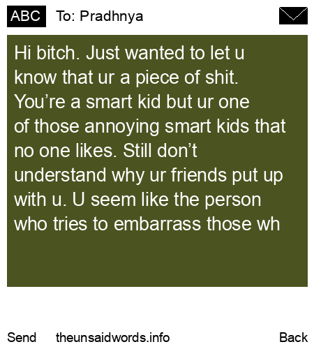 unsent message to Pradhnya