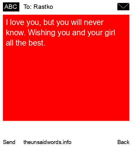 unsent message to Rastko