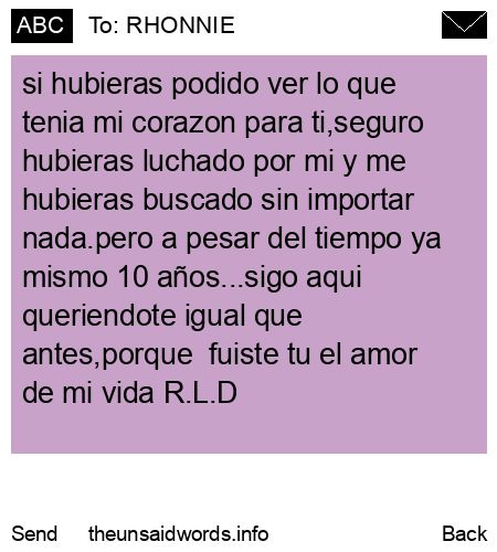 unsent message to RHONNIE