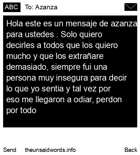 unsent message to Azanza
