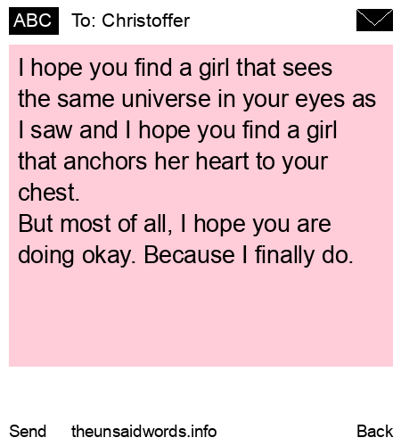 unsent message to Christoffer